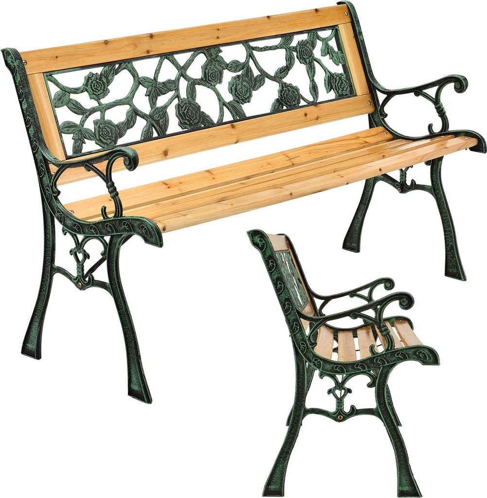 Juskys Gartenbank Venezia – 2-Sitzer Holzbank mit Armlehnen Produktbild 