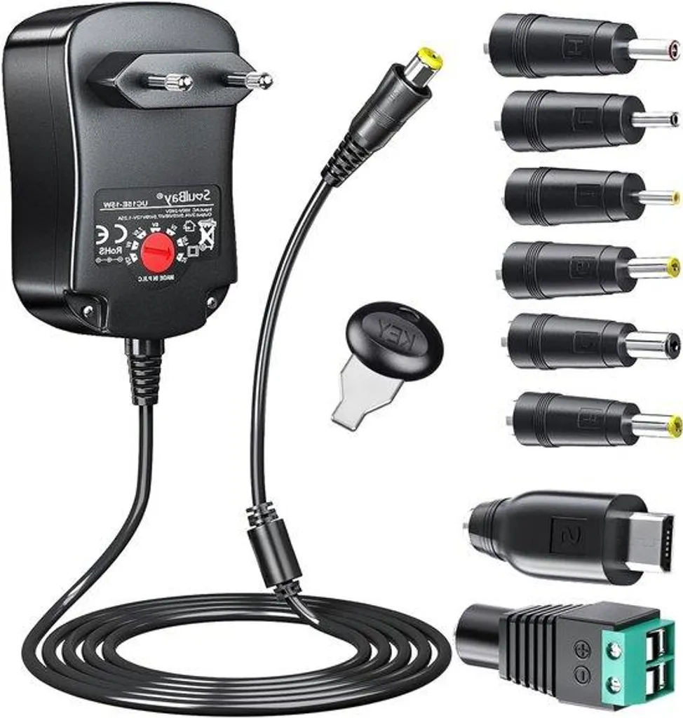 Adaptateur universel CA/CC 3-12V 1250mA réglable pour petits appareils