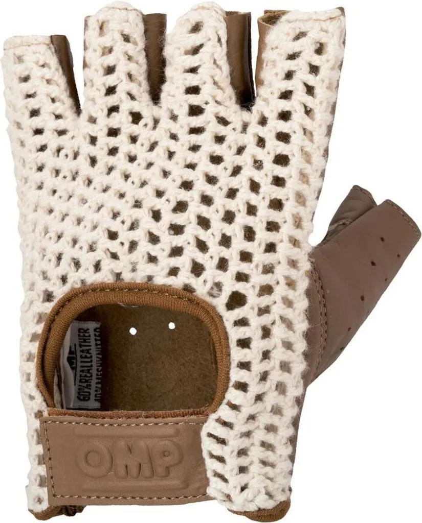OMP Tazio Vintage Marrone S: Guanti Guida in Pelle e Rete Cotone
