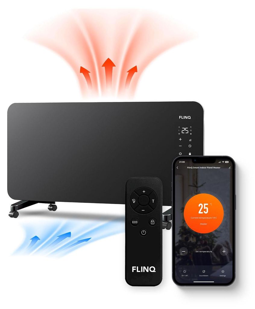 FLINQ Smart Panel Heater Black Konvektor, Stand-/Wandgerät, Produktbild 