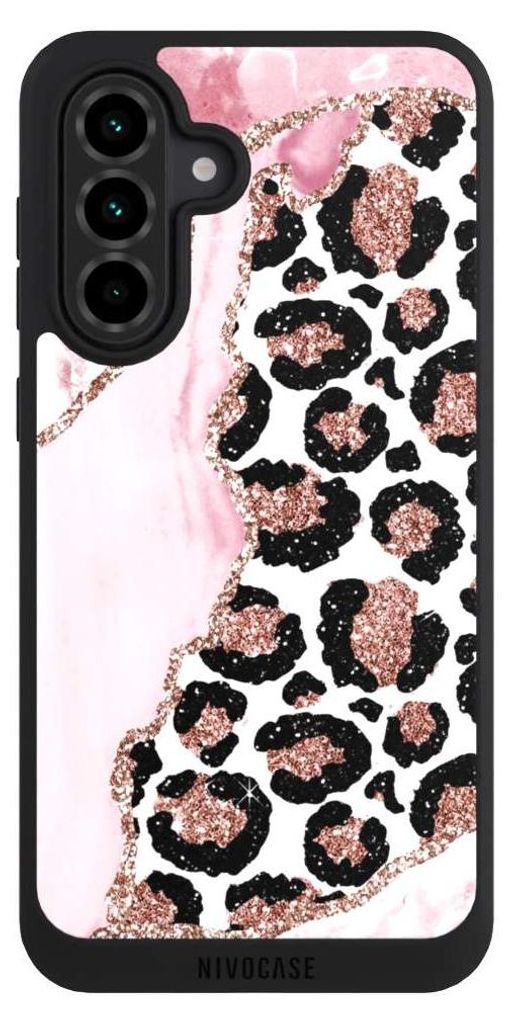 NIVOCASE Handyhülle für Samsung Galaxy A36 5G Hülle NIVOpure Case Schwarz Glitzer Look Leopard Marmor