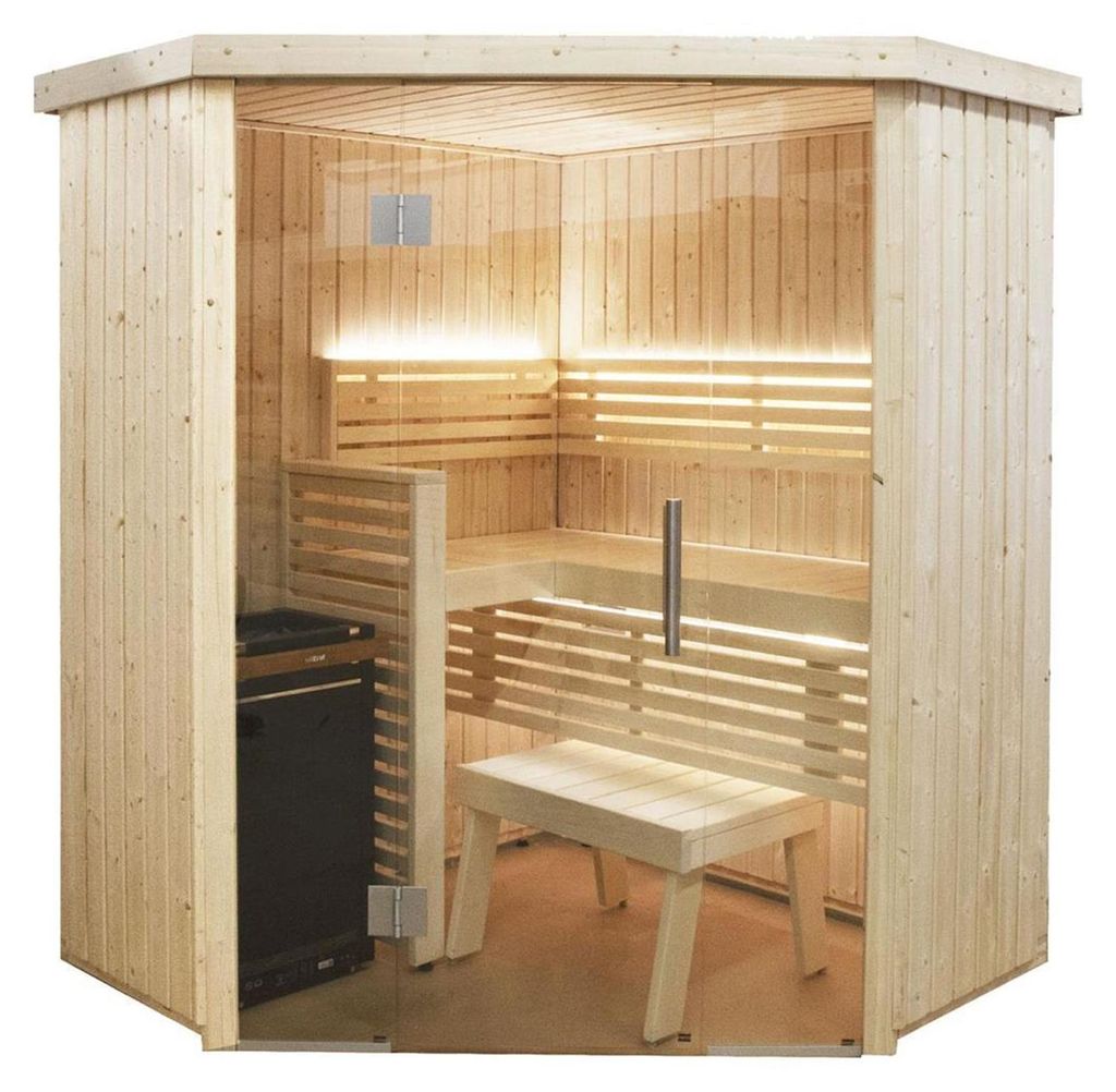 Harvia Variant View Corner Sauna Saunakabine aus Fichte ca. 163 x 163 x 201 cm