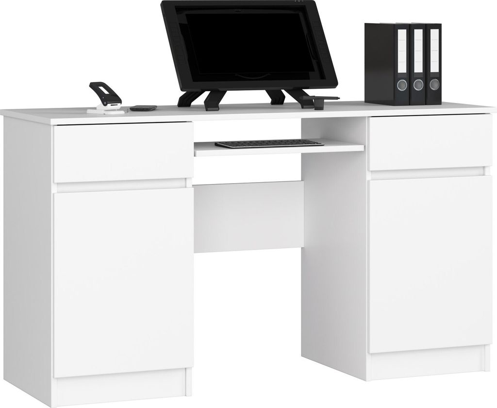 PC-Schreibtisch AKORD A5 Weiß mit 2 Schubladen und 5 Produktbild 