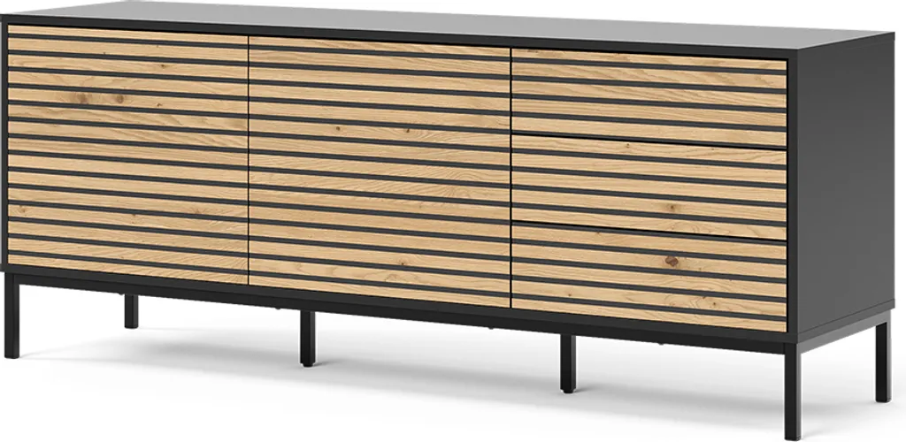 Lowboard Vicco Eliza Chêne doré et Anthracite 150x60cm, Modèle 55180