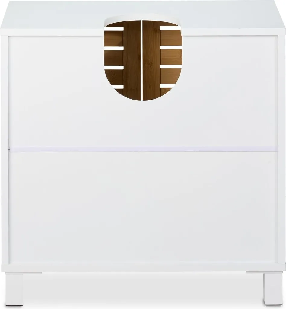 Meuble sous vasque en bambou style scandinave pour salle de bain Zen