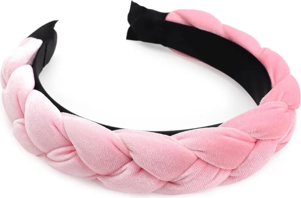 DRESHOW Bandeau en Velours Tressé Rose Clair Élastique Criss Cross