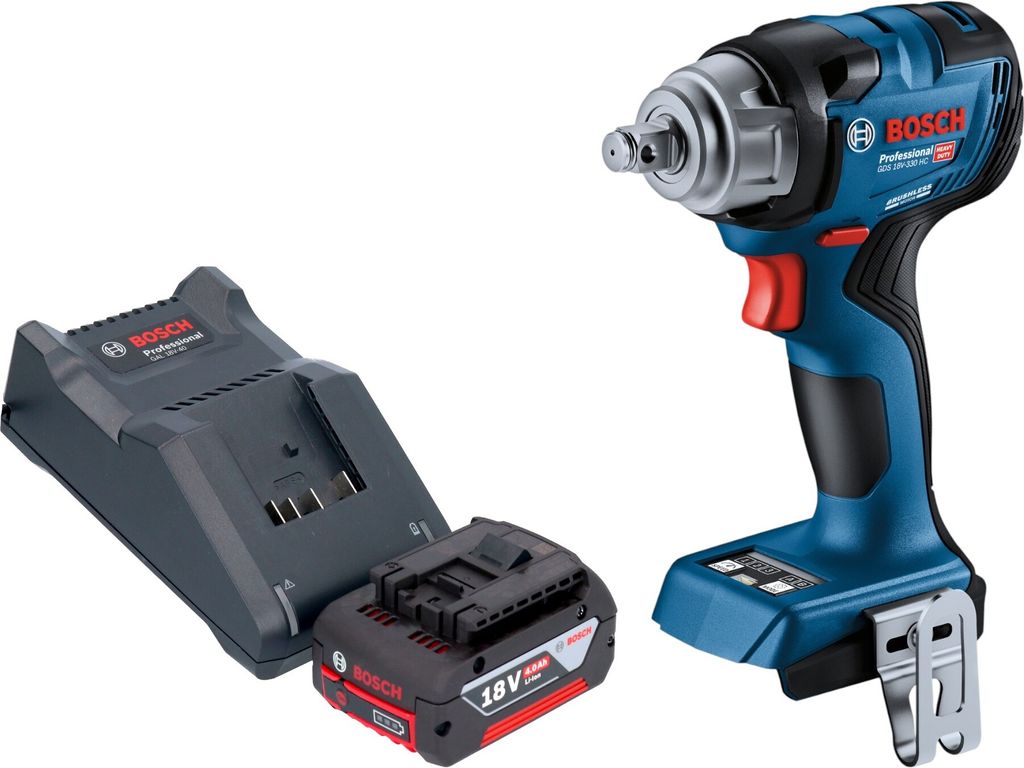 Bosch GDS 18V-330 HC Professional Akku Schlagschrauber 18 V 330 Nm 1/2" Brushless + 1x Akku 4,0 Ah + Ladegerät
