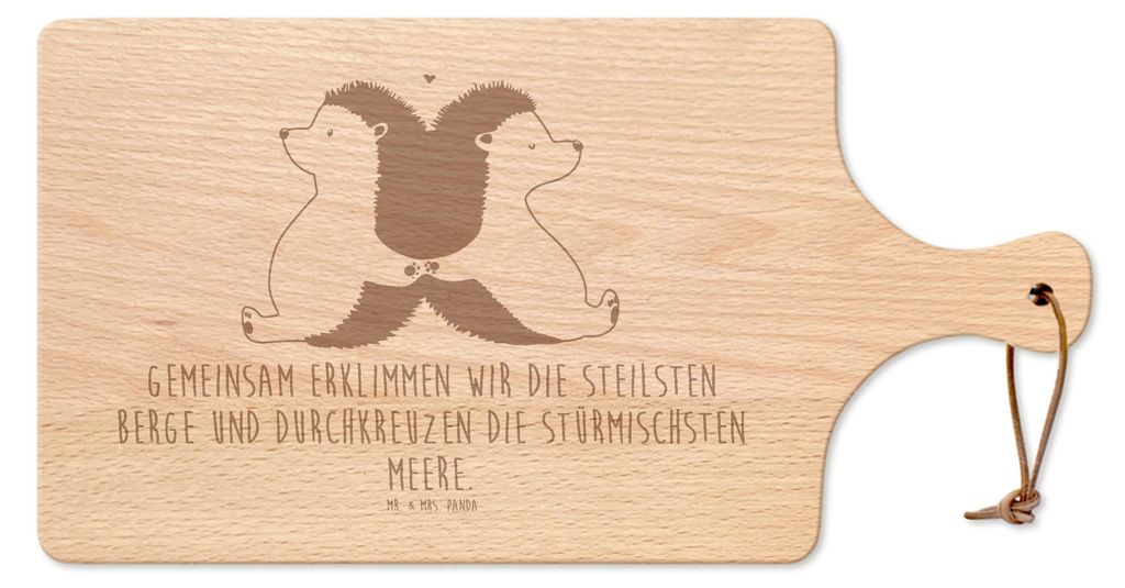 Mr. & Mrs. Panda Holzbrett Igel händchenhaltend - Transparent - Geschenk, Schneidebrett, schneidbrett, Verknallt, servierbrett holz, Freundin, Lie...