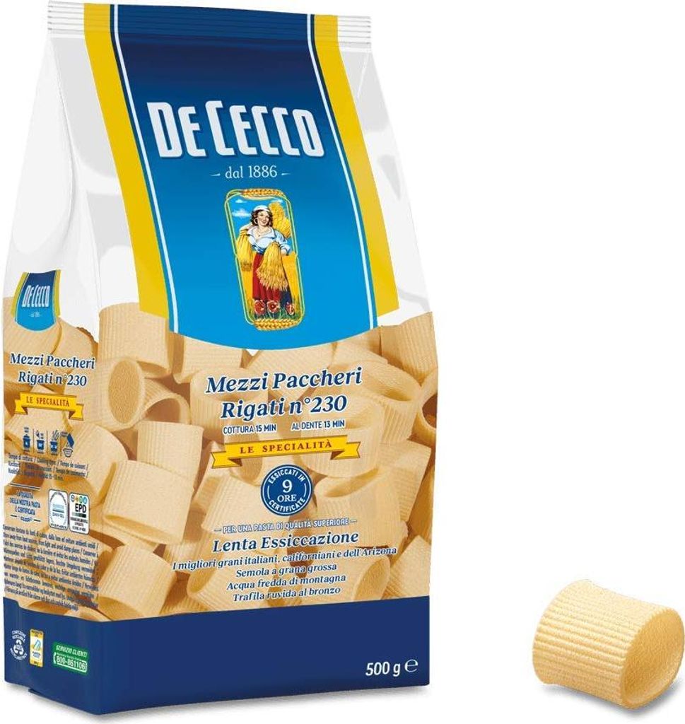 10x Pasta De Cecco 100% Italienisch Mezzi Paccheri Rigati n. 230 Nudeln 500g