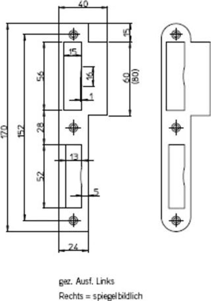 SSF Lappen-Schließblech 170 mm, DIN R 24 mm rd.Edelstahl Produktbild 