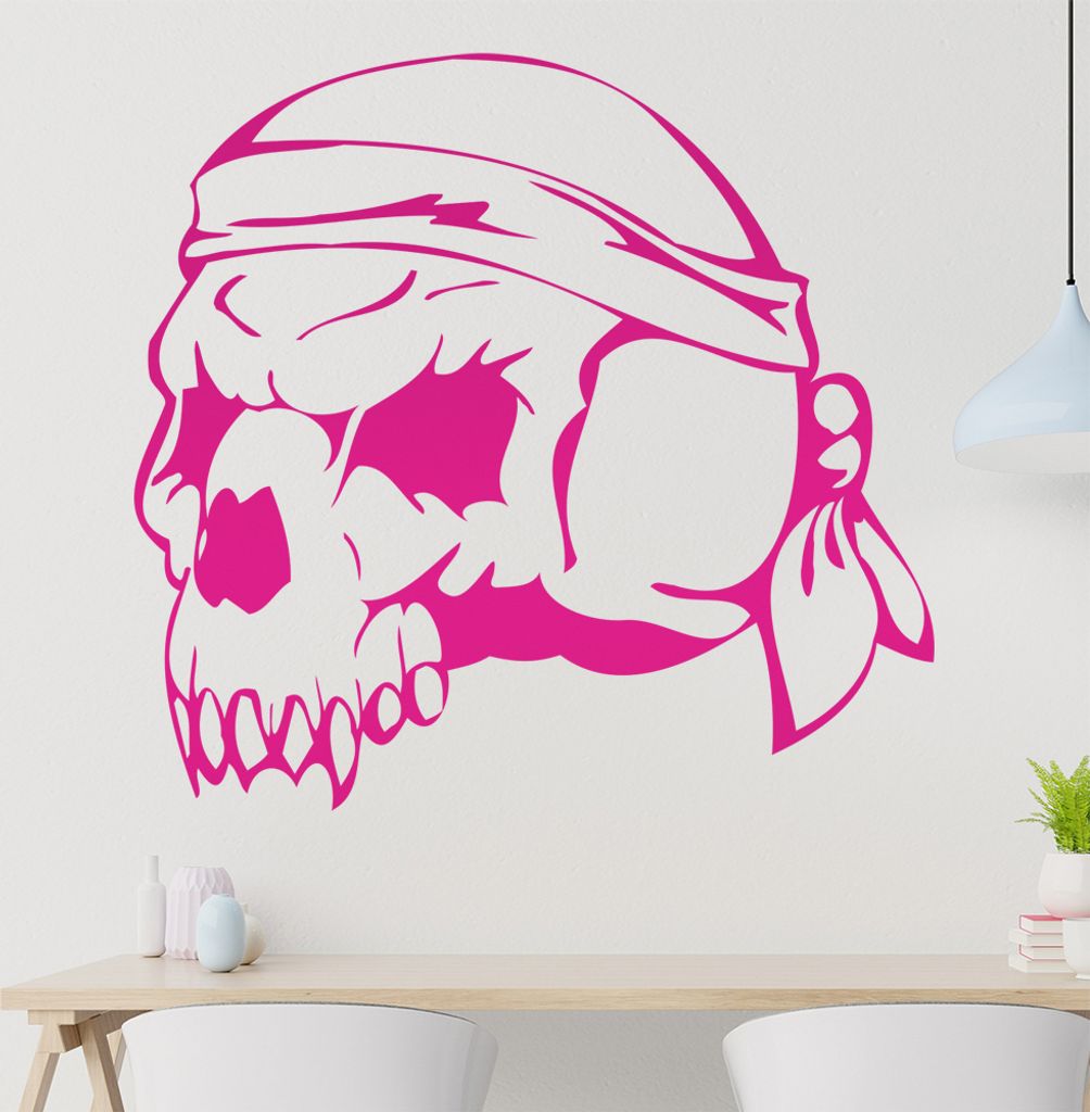 Western Schädel Wandtattoo in 6 Größen - Wandaufkleber Wall Sticker - Dekoration, Küche, Wohnzimmer, Schlafzimmer, Badezimmer