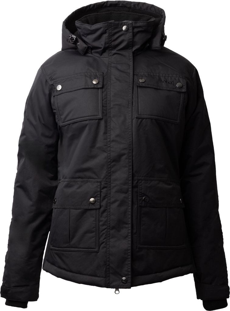 Horze reflektierende Winterreitjacke, Schwarz, 38/40