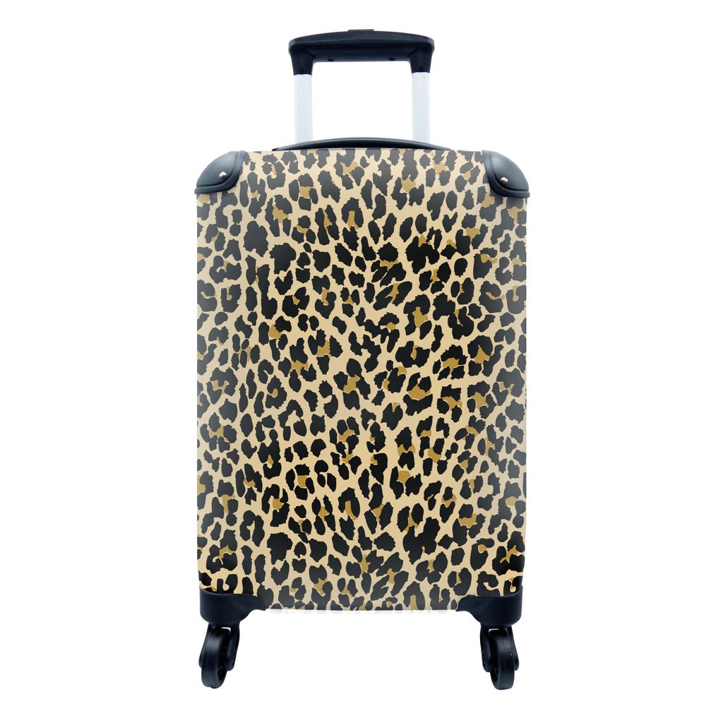 MuchoWow Koffer Handgepäck Trolley Rollkoffer Kleine Reisekoffer mit 4 Rollen - Leopard - Mantel - Schnittmuster - Cabin Size < 55x40x23 cm & 55...