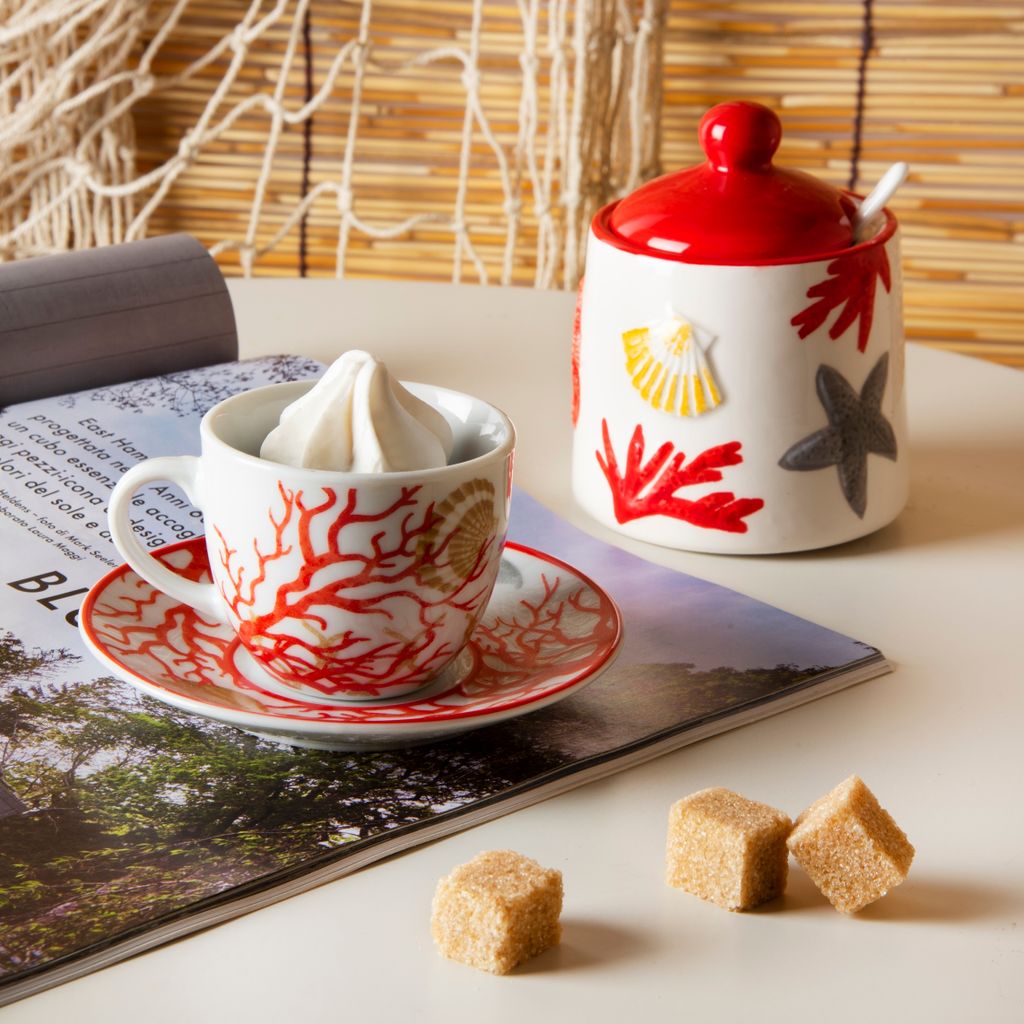 Excelsa set von 6 espressotassen mit untertassen Coral porzellan 7 cl bunt