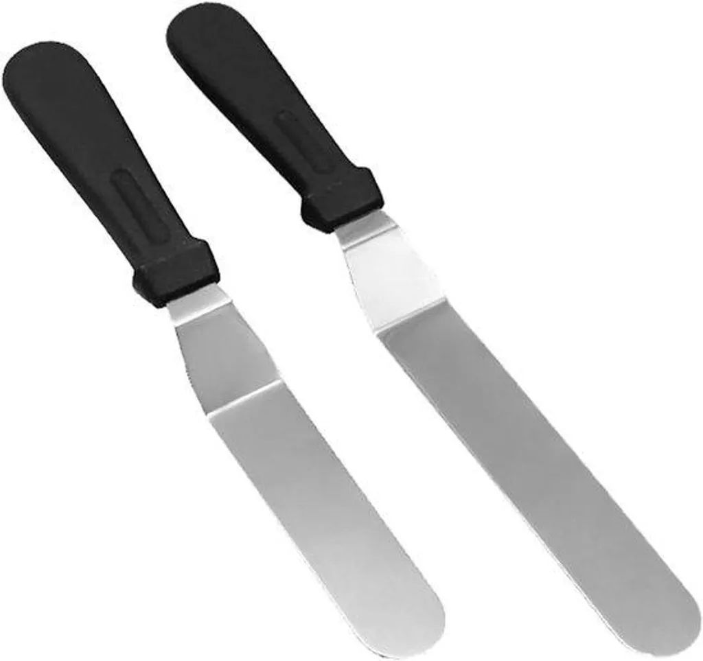 Spatules à gâteaux inox anti-fatigue pour lissage et décoration - 2 pcs