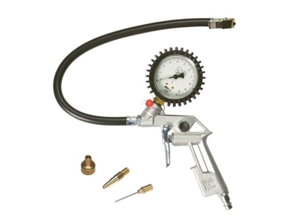 Stanley Pneumatische Reifenfüllpistole mit Manometer, 3 Adapter, geeignet für Fahrräder, Bälle und