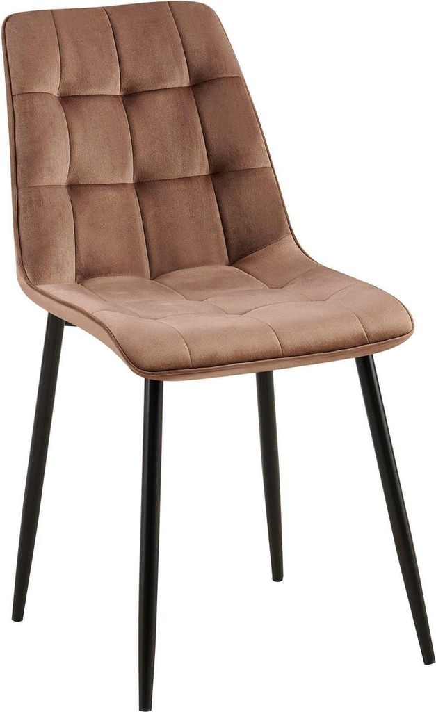 Esszimmerstuhl – Samtpolsterung – Hoher Sitzkomfort, pflegeleicht – Freundlich – Samtdesign | Farbe: Braun | Material: Weich