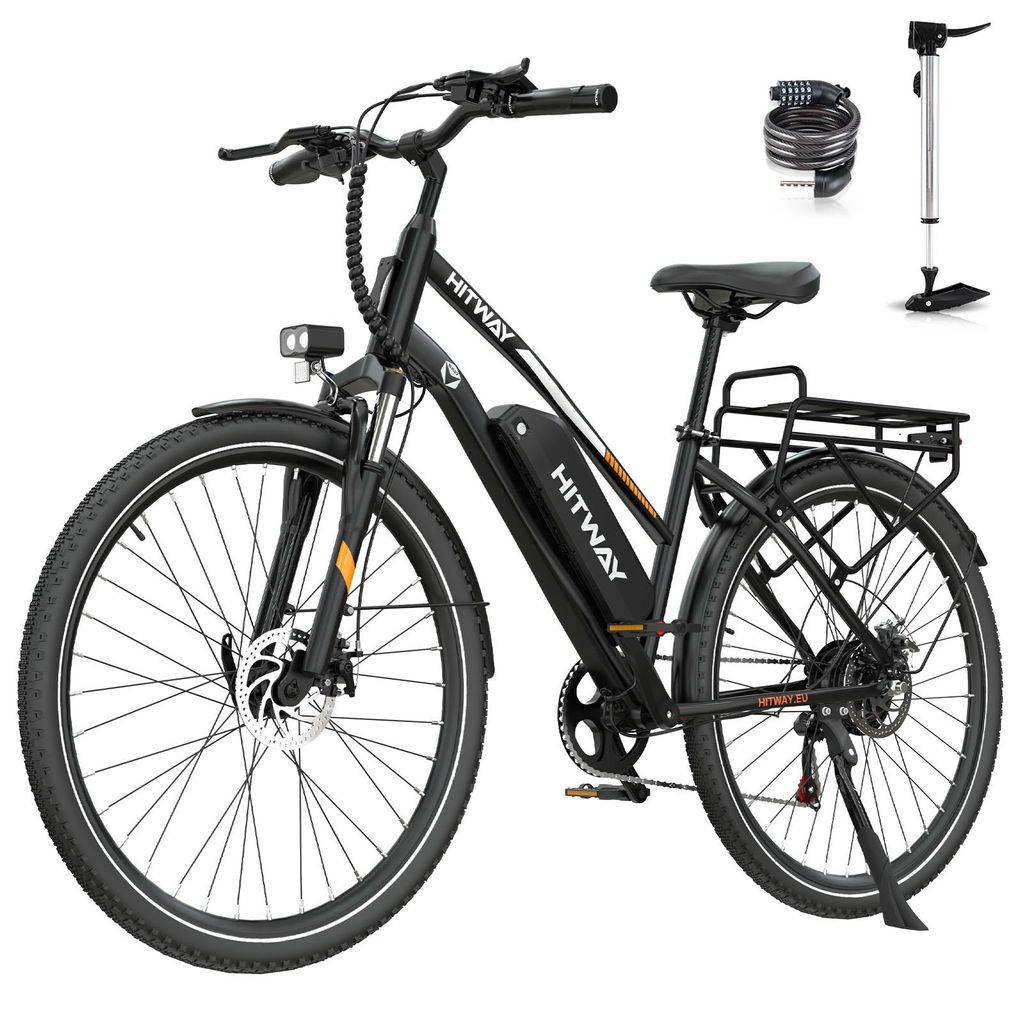 HITWAY E Bike, City E-Bike & E-Hollandrad,36V/13Ah 468 Wh,28 Zoll,MTB,7 Gang, 25km/h, Heckmotor, Kettenschaltung, LCD Display, E-Citybike Damen Herren
