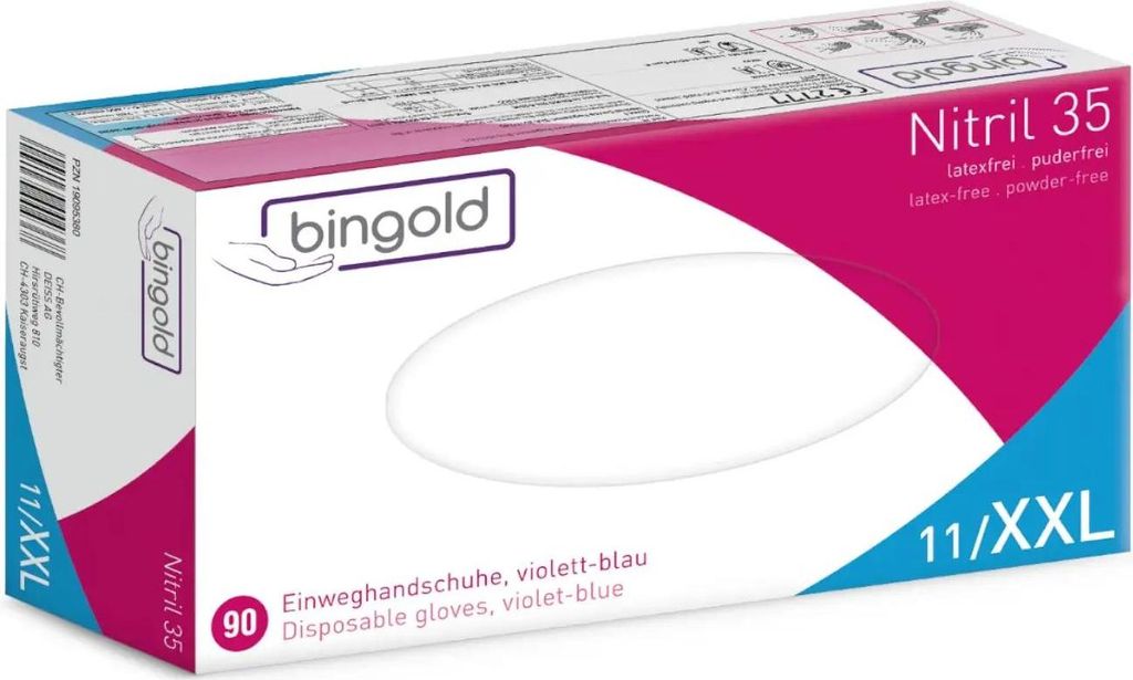 Bingold Nitril 35 Einweghandschuhe Violettblau puderfrei 90 Produktbild 