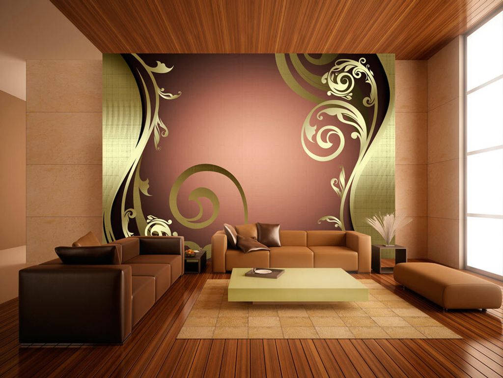 Vlies Fototapete 350x256 cm Tapeten Wandtapete XXL Abstrakt Ornament schwarz gold violett braun a-A-0032-a-d
