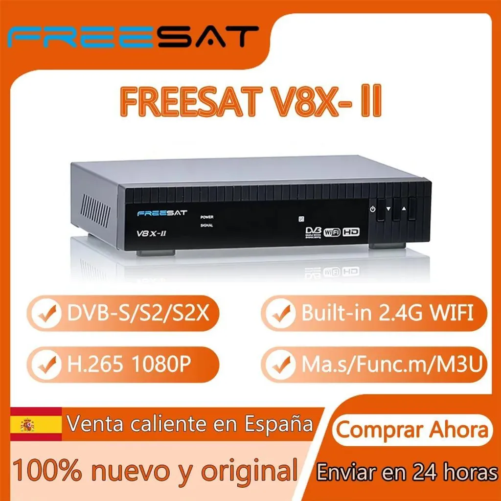 Récepteur Satellite 1080p FREESAT V8X2 Wi-Fi Intégré et Multi-Sat