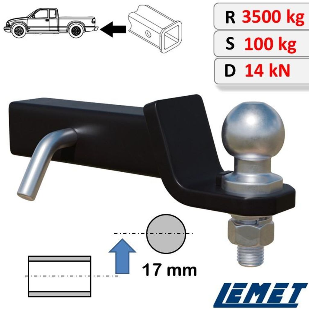 AHK-Einschub 2-Zoll Adapter Erhöht für US-AHK für Kia Sedona II Bj. 2006-2014