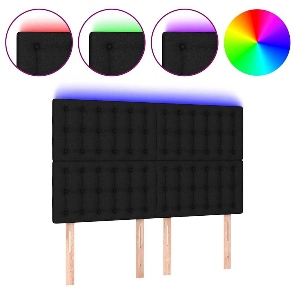 vidaXL LED Kopfteil Schwarz 144x5x118/128 cm Stoff Produktbild 