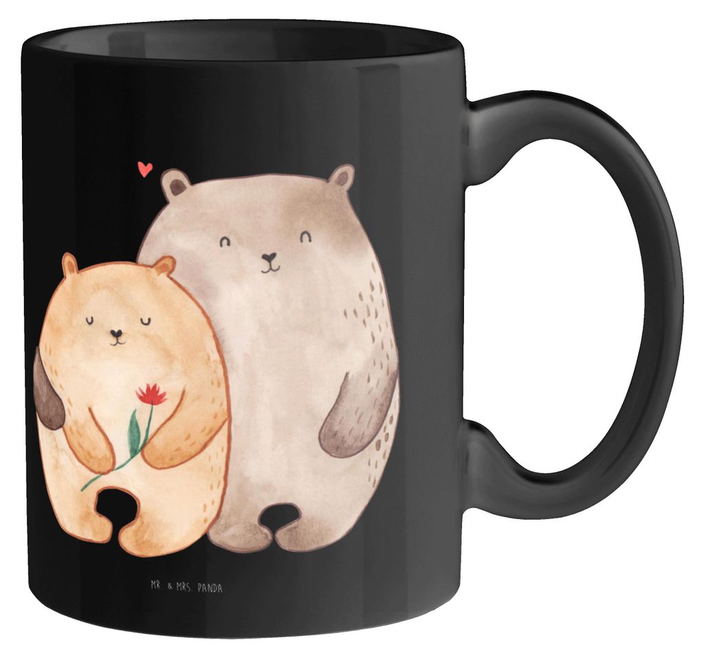 Mr. & Mrs. Panda Becher Bären Liebe - Schwarz - Geschenk, schöne tasse, Verknallt, Kuscheln, Kaffeebecher, Blume, Hochzeit, Teetasse, Umarmung, K...