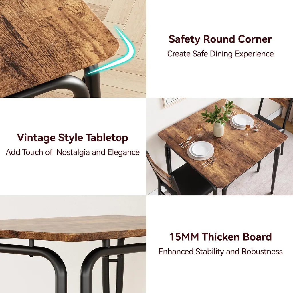 Solution Salle à Manger Compacte - Table + 2 Chaises pour Petit Espace - 7