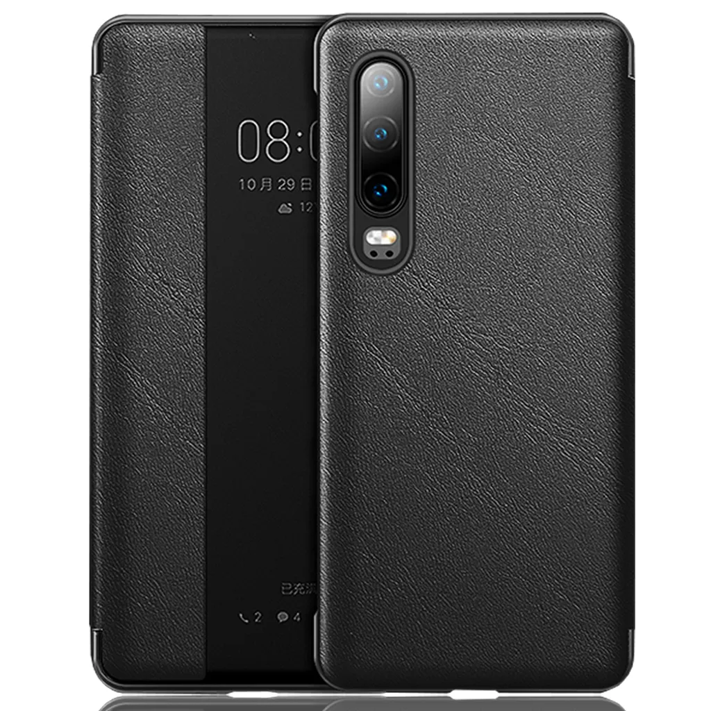 Custodia Smart View Huawei P30 Nero - Cover Flip Pelle Business