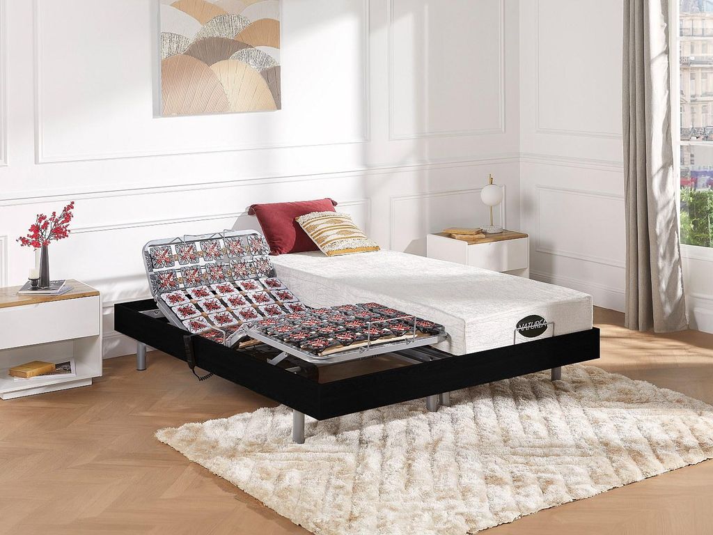 Entspannungsrahmen 2x91 Fliesen Holzoptik schwarz von YSMÉE - 2 x 70 x 190 cm - OKIN motors