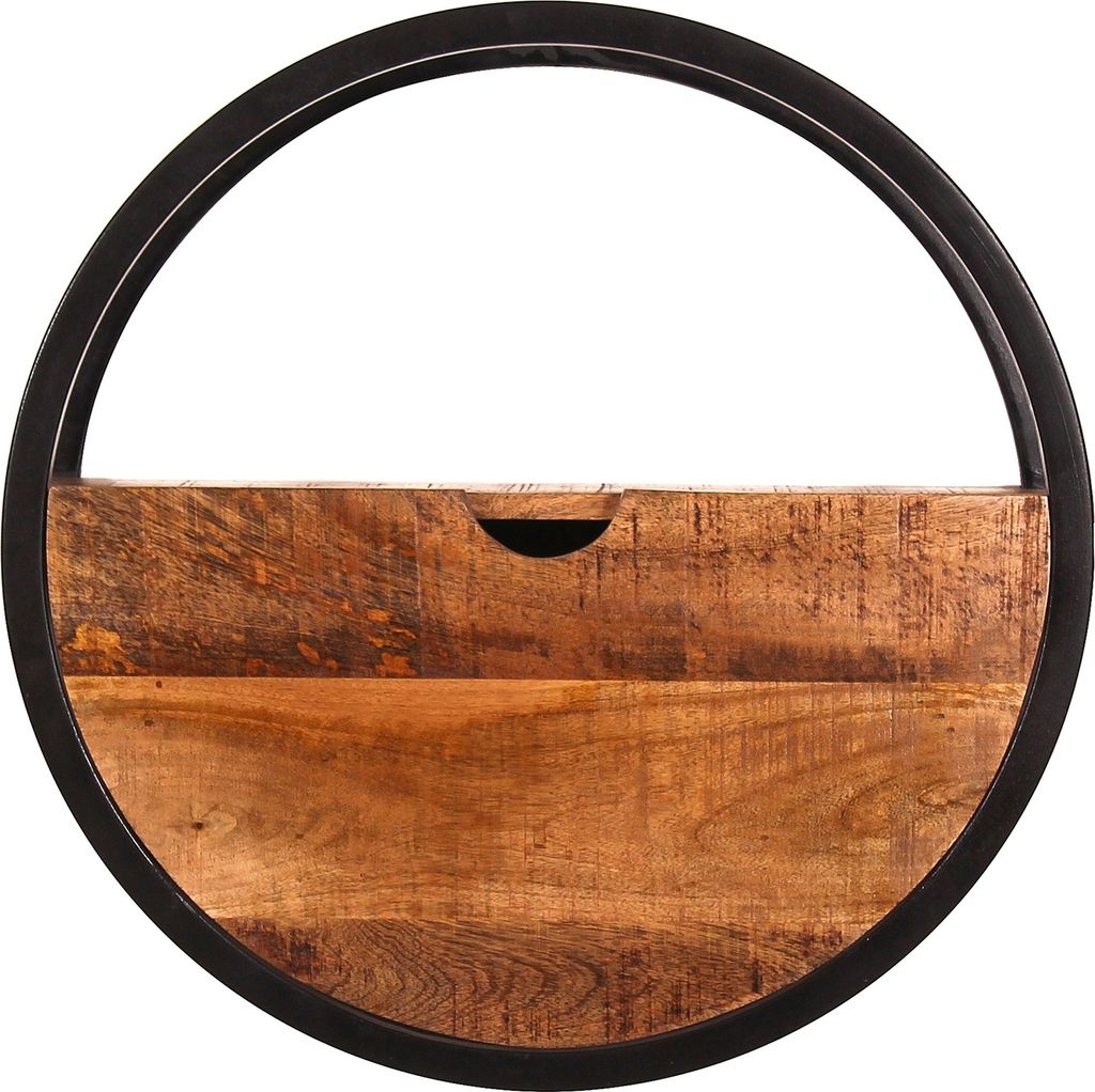 TPFLiving Wandregal Wilson Mangoholz natur Gestell Metall schwarz