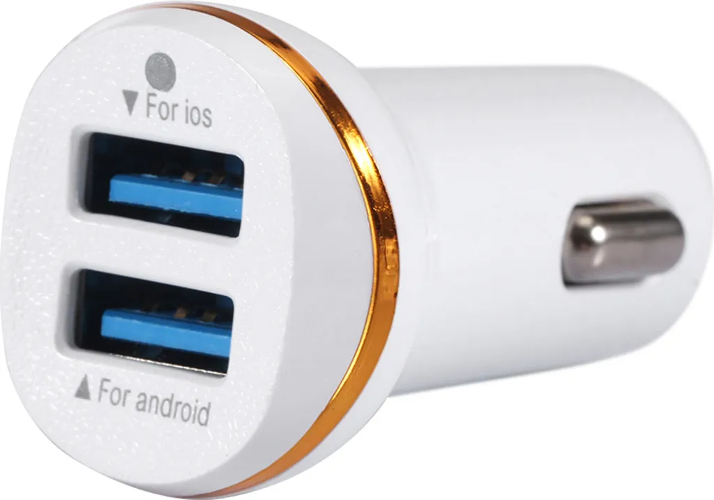 Adattatore Auto 3.1A Dual USB Bianco - Caricatore Universale DC 12-24V LED