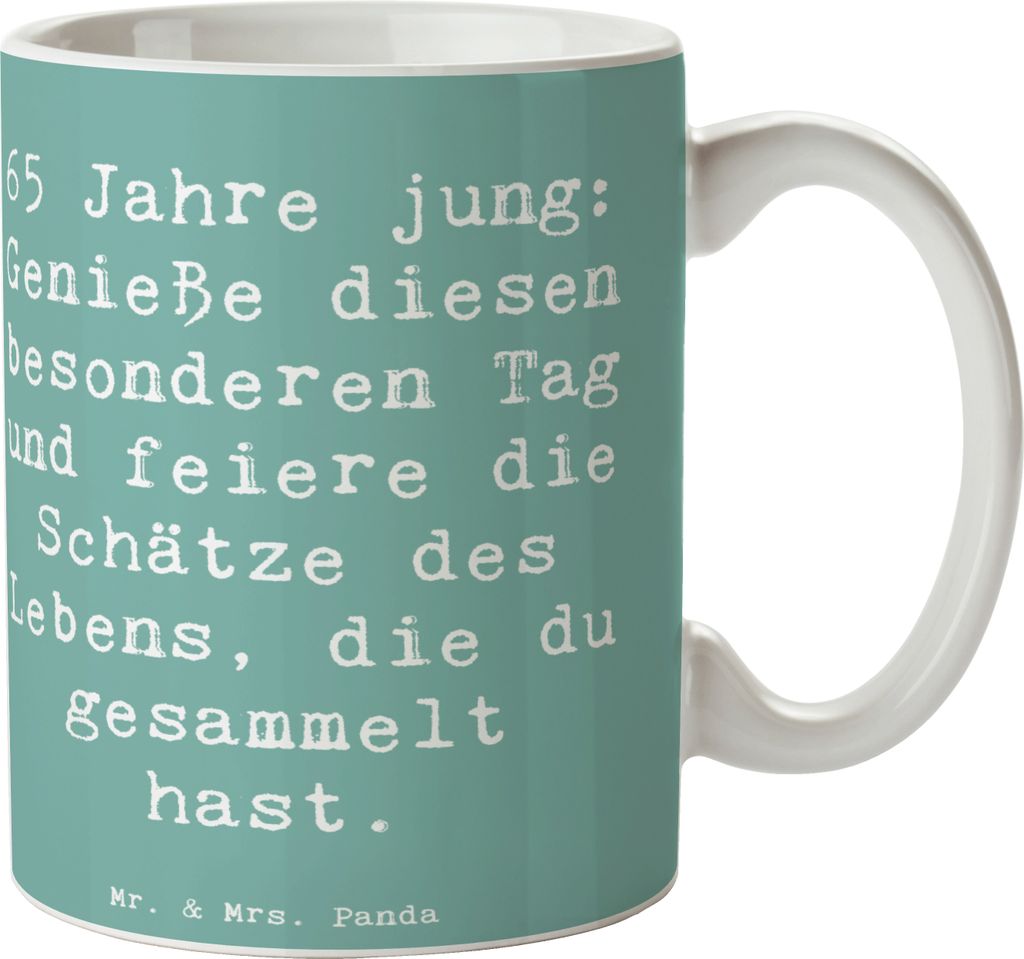 Mr. & Mrs. Panda Kaffeetasse Spruch 65. Geburtstag Feiern - Produktbild 