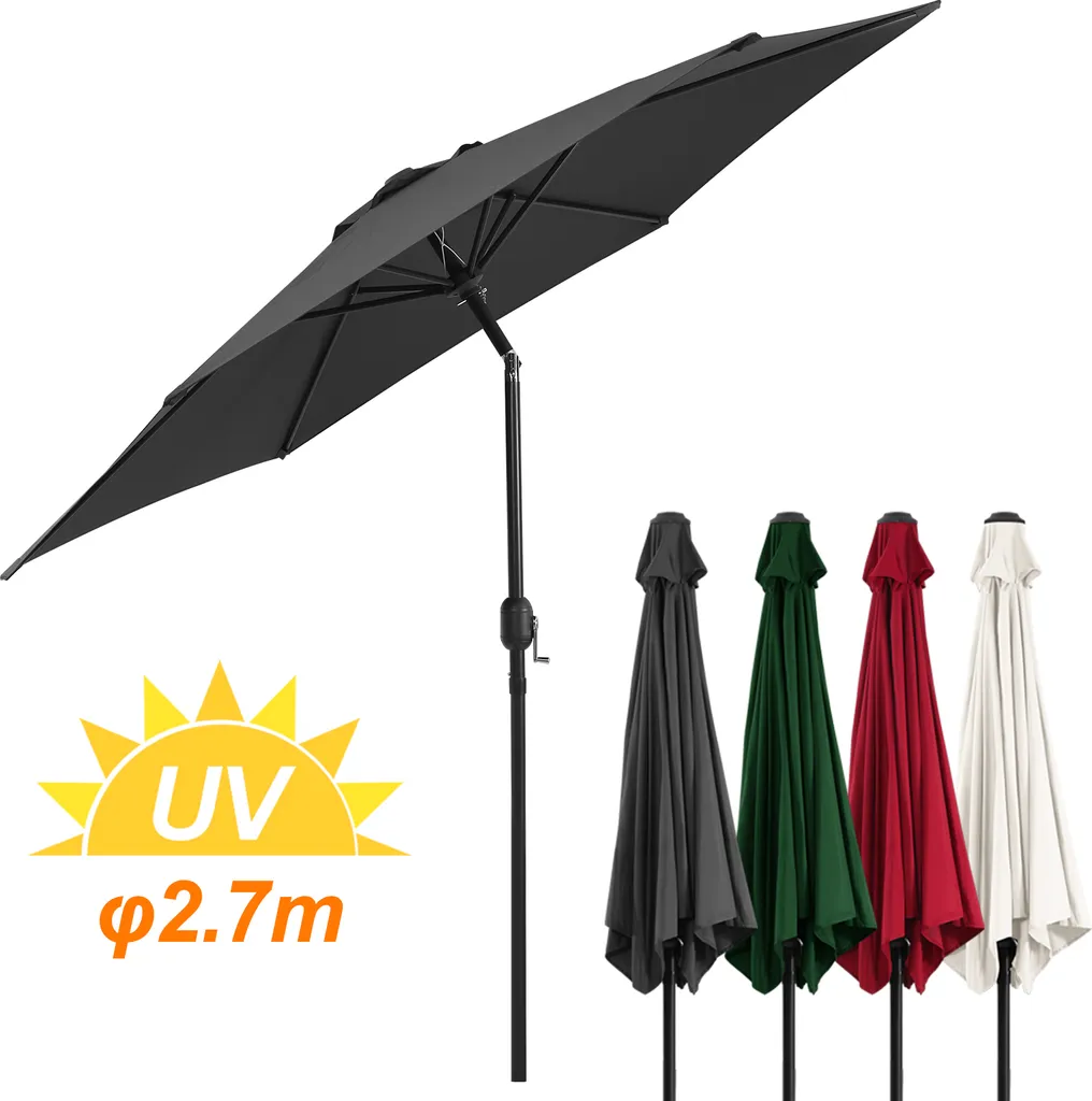 Ombrellone TolleTour 270cm Grigio - Protezione Solare per la Famiglia