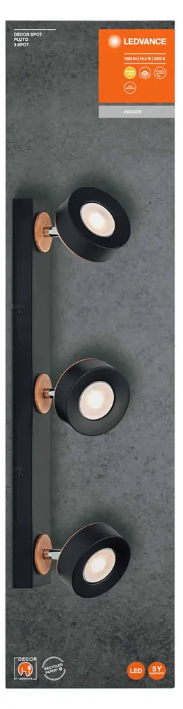 Spot Intérieur LED Noir Orientable PLUTO pour un Éclairage de Salon