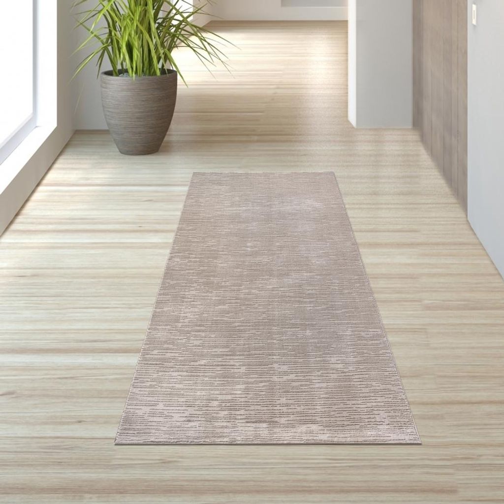 Moderner Teppich mit Struktur und Liniendesign pflegeleicht Beige Größe - 80 x 150 cm