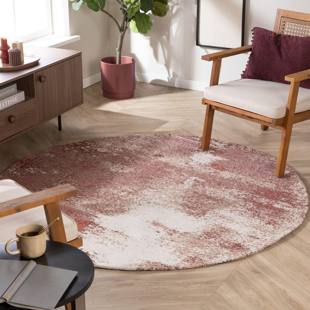 Volero - Teppich Abstrakt Rund - Candice Rosa - Ø 140cm - Wohnzimmer, Schlafzimmer, Büro - Modern