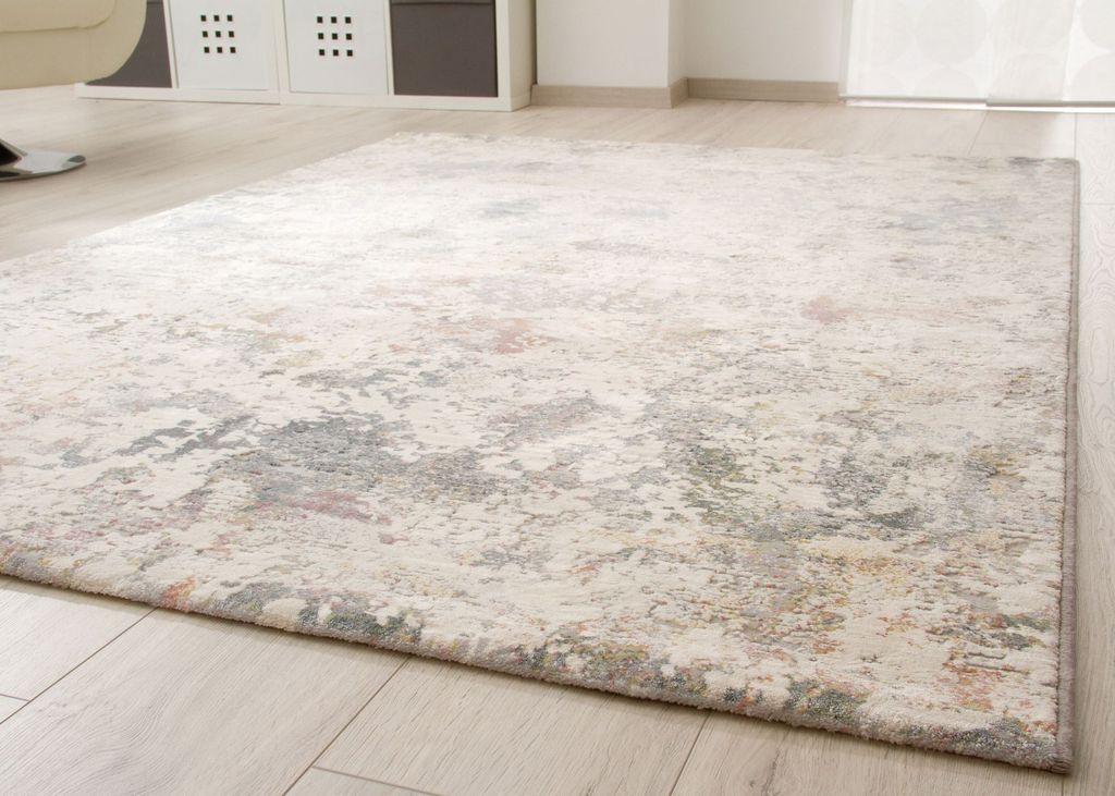 Steffensmeier Kurzflor Teppich Structured Shine Wohnzimmerteppich modern, Vintage Muster, Bunt, Größe: 133x195 cm