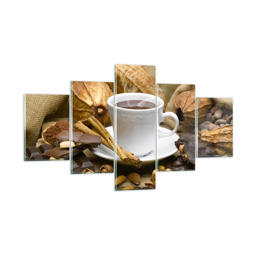 Bilder auf glas - Tasse Schokolade trinken Kakao - 125x70cm - Glasbilder - Wandbilder - Kunstdruck - zum Aufhängen bereit - Wanddekoration aus Gla...