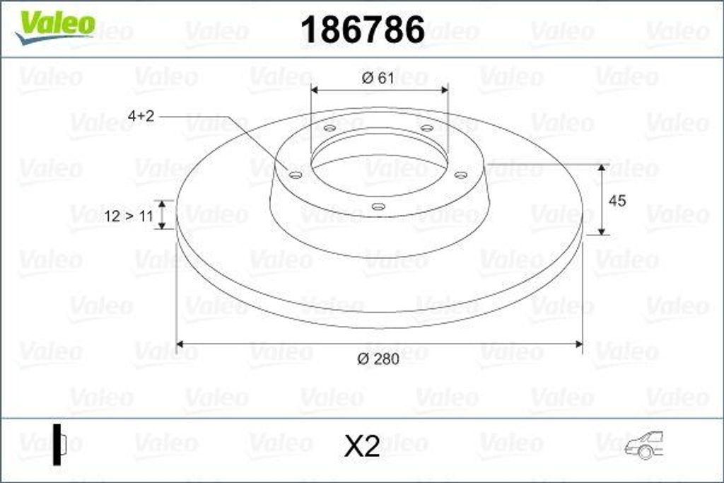 VALEO 186786 Bremsscheibe OE 7701207227 kompatibel mit Kangoo