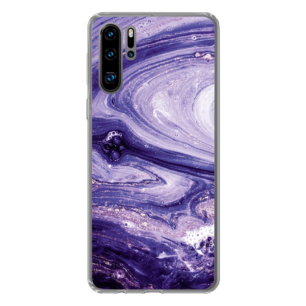 MuchoWow Handyhülle Schutzhülle Hülle für Huawei P30 Pro Marmor - Naturstein - Glitzer Silikon Softcase Handy Hülle - Schutzdeckel