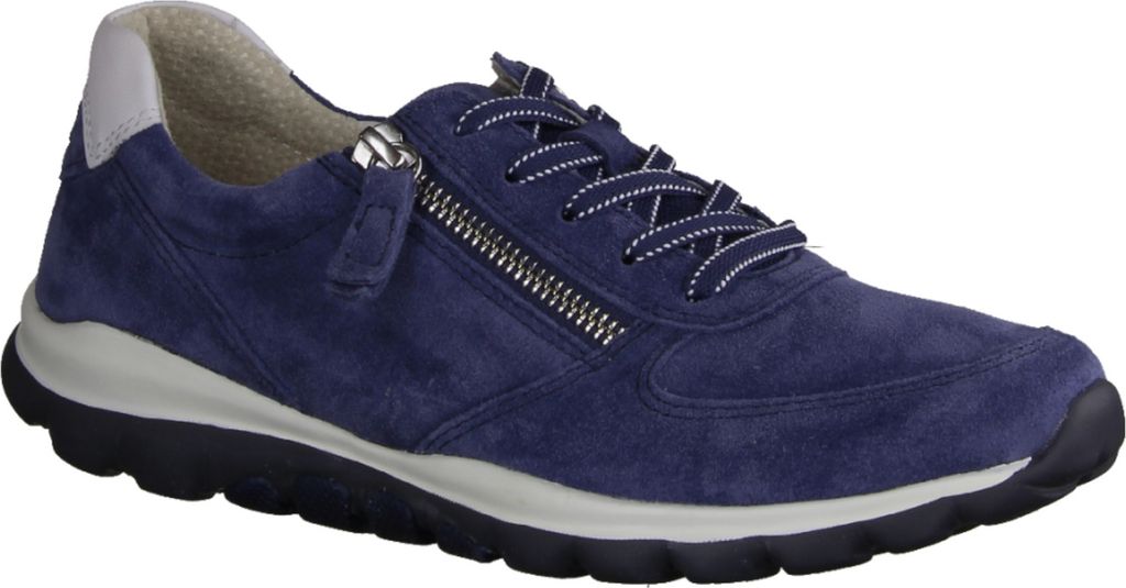 Gabor Comfort Sneaker Low - Blau Veloursleder Größe: 37.5 Normal