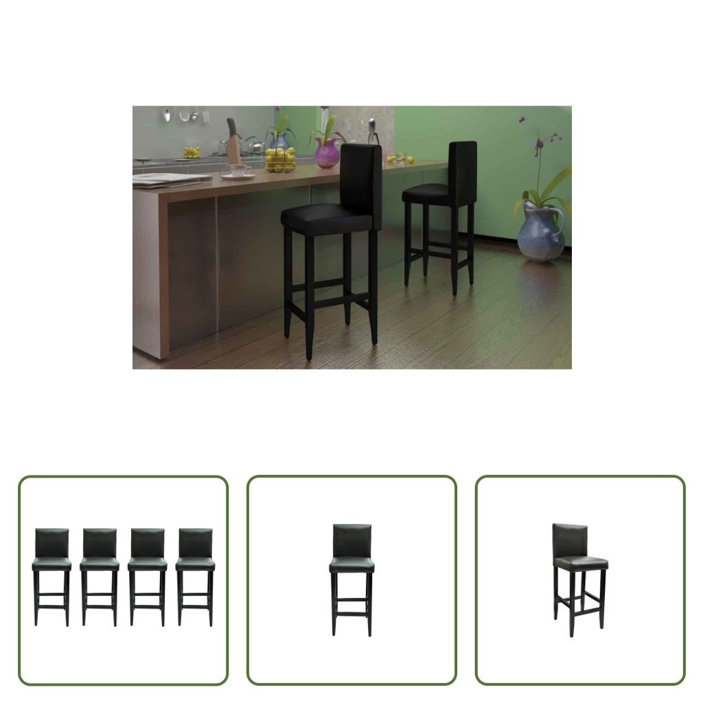 The Living Store Barshocker 4 Stk. Schwarz Kunstleder