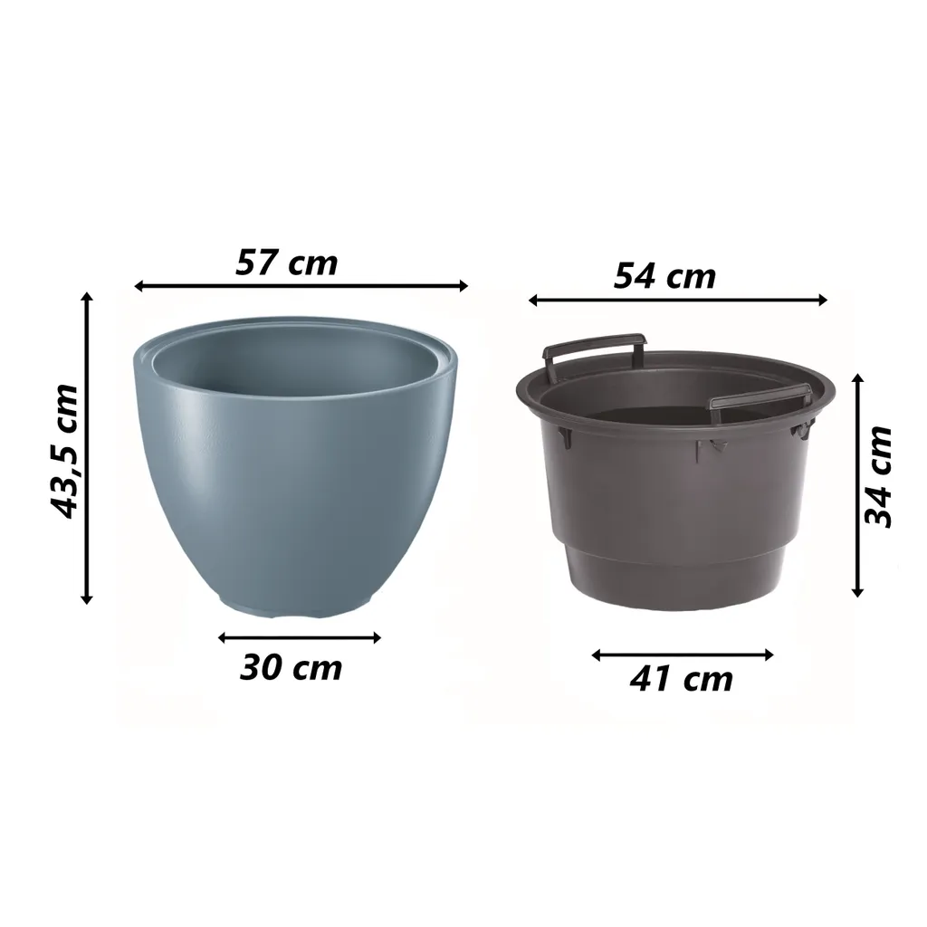 Pot de Fleurs 57cm Incassable et Léger Gris Clair pour Grandes Plantes