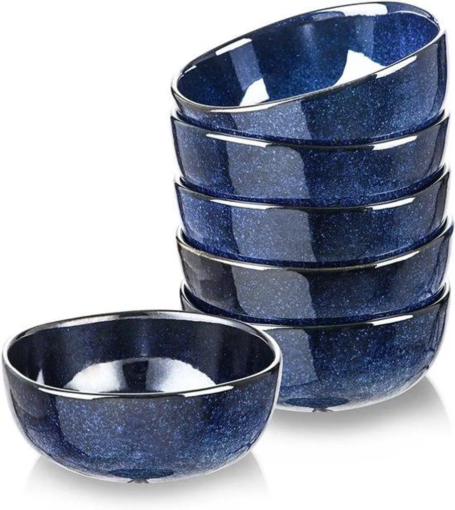 Bol de petit-déjeuner 750ml en porcelaine bleue - Set de 6 assortis