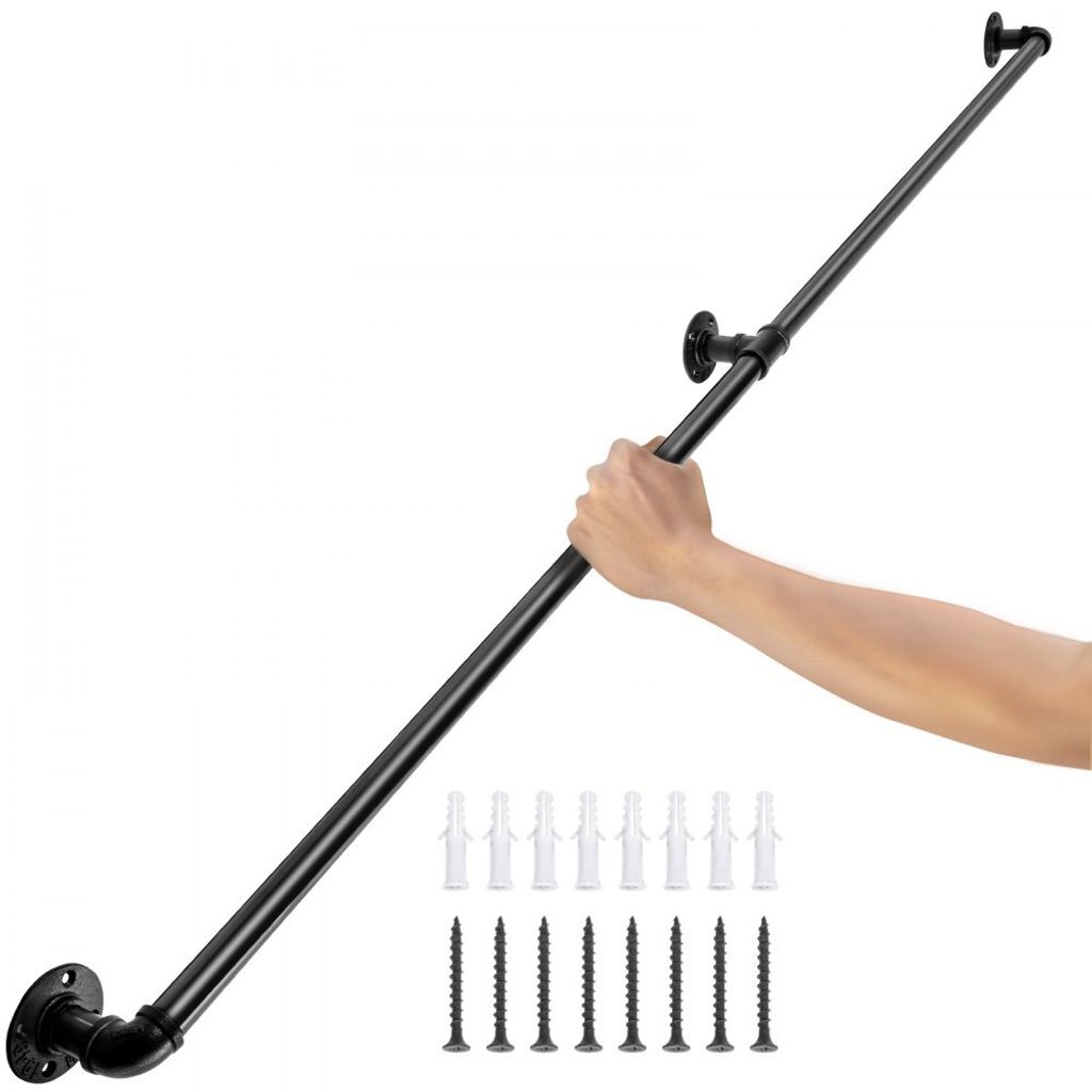 Handlauf Retro Wasserrohr 120cm - Industrieller Geländer Schutzbügel Kohlenstoffstahl - Windeisen Korridor 200 kg - Vintage Design