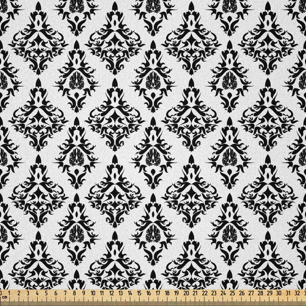 ABAKUHAUS Damast Microfaser Stoff als Meterware , Damast Muster Austauschbar Retro Nostalgische Moderne Barocke Schablone Kunst, 2 M (230 x 200 cm)...