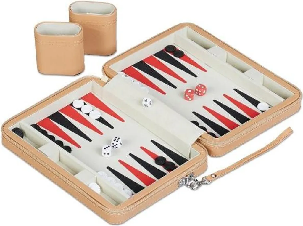 Mallette de Backgammon format voyage avec intérieur en feutrine douce