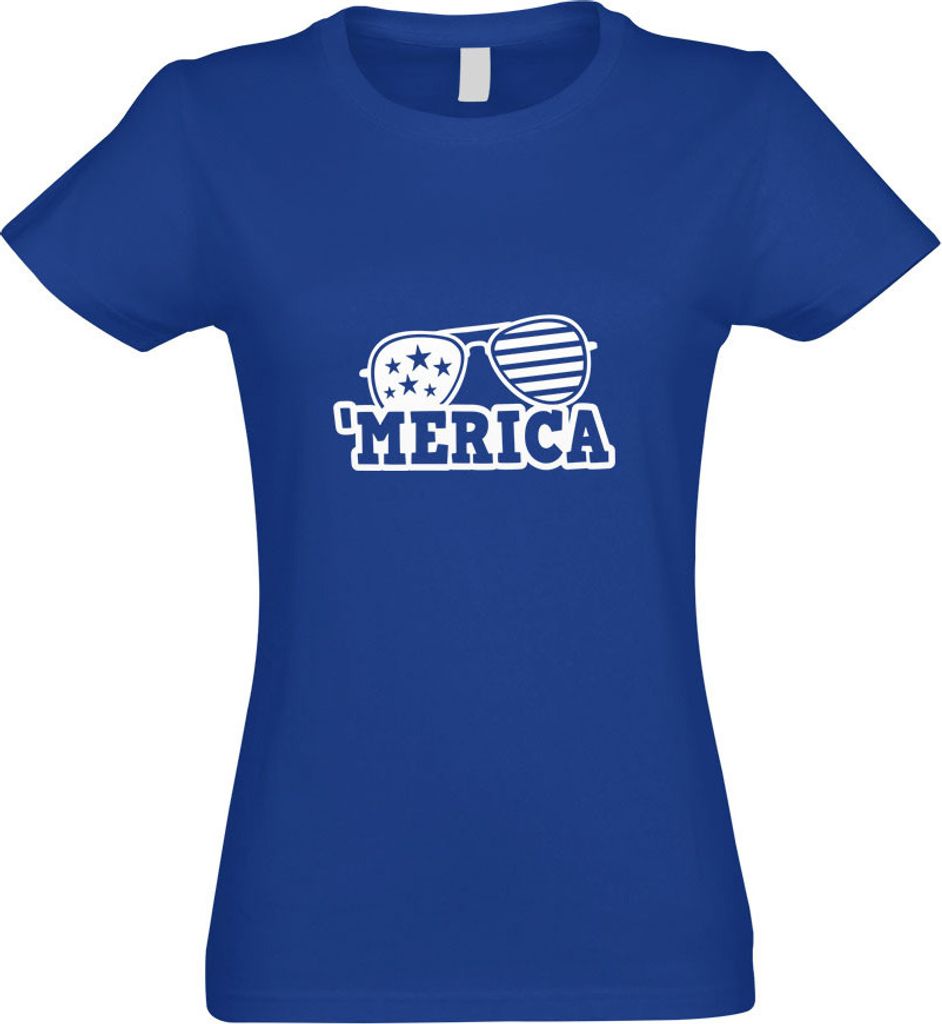 Kiwistar - T-Shirt tailliert - Damen - royal - Merica - USA Amerika - mit Motiv Bedruckt - Funshirt Design - Sport - Freizeit - Damen - XXL